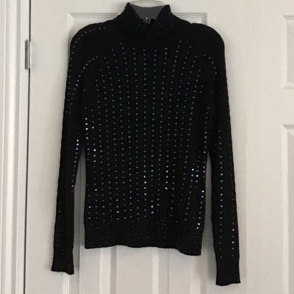 Black turtleneck sweater with sequins size S - Picture 1 of 7